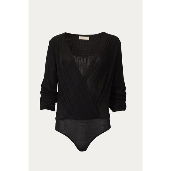 NEW BY TOGETHER wrap-effect stretch-jersey bodysuit in black